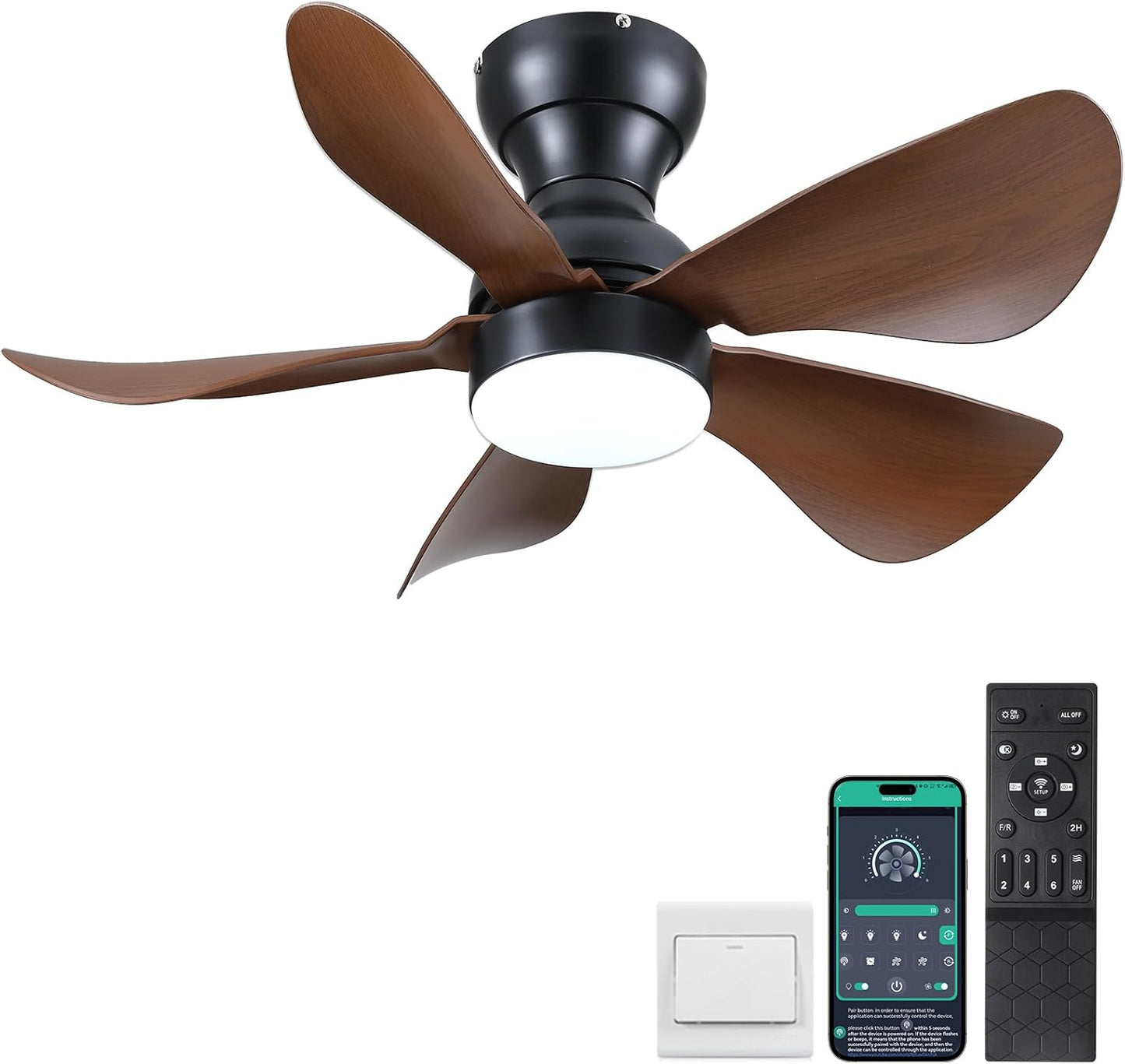 30 inch Ceiling Fans with Lights and Remote Control for Home