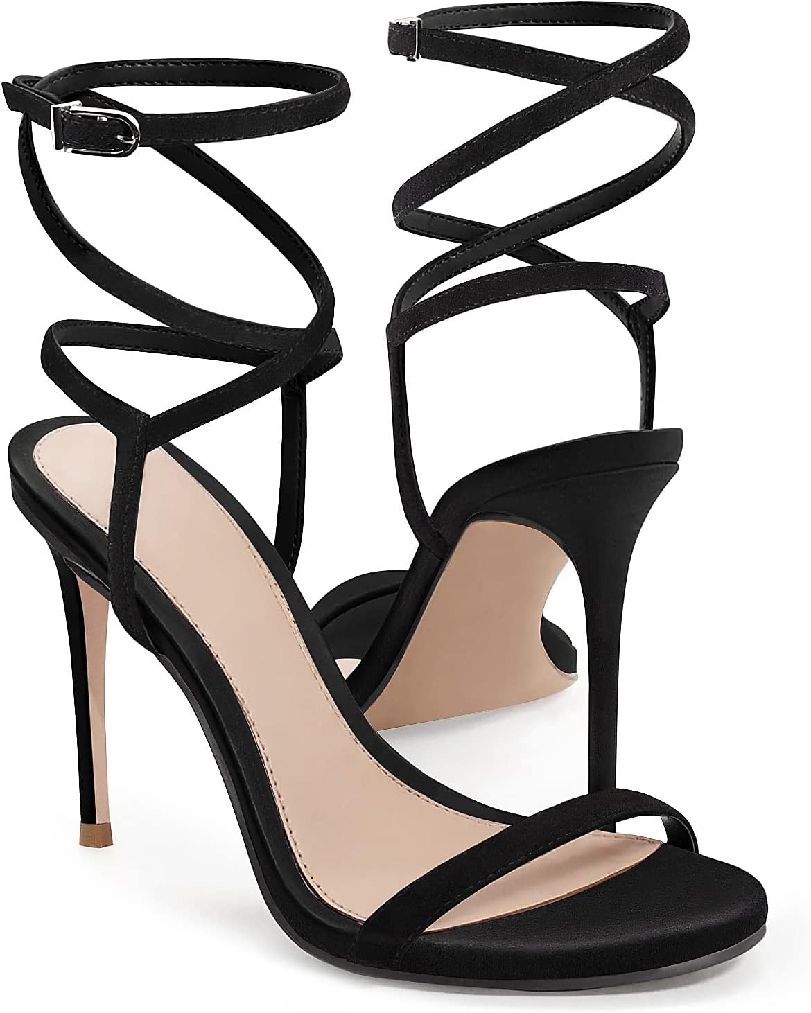 Coutgo Womens Strappy Lace Up Heels Sandals for Summer Style