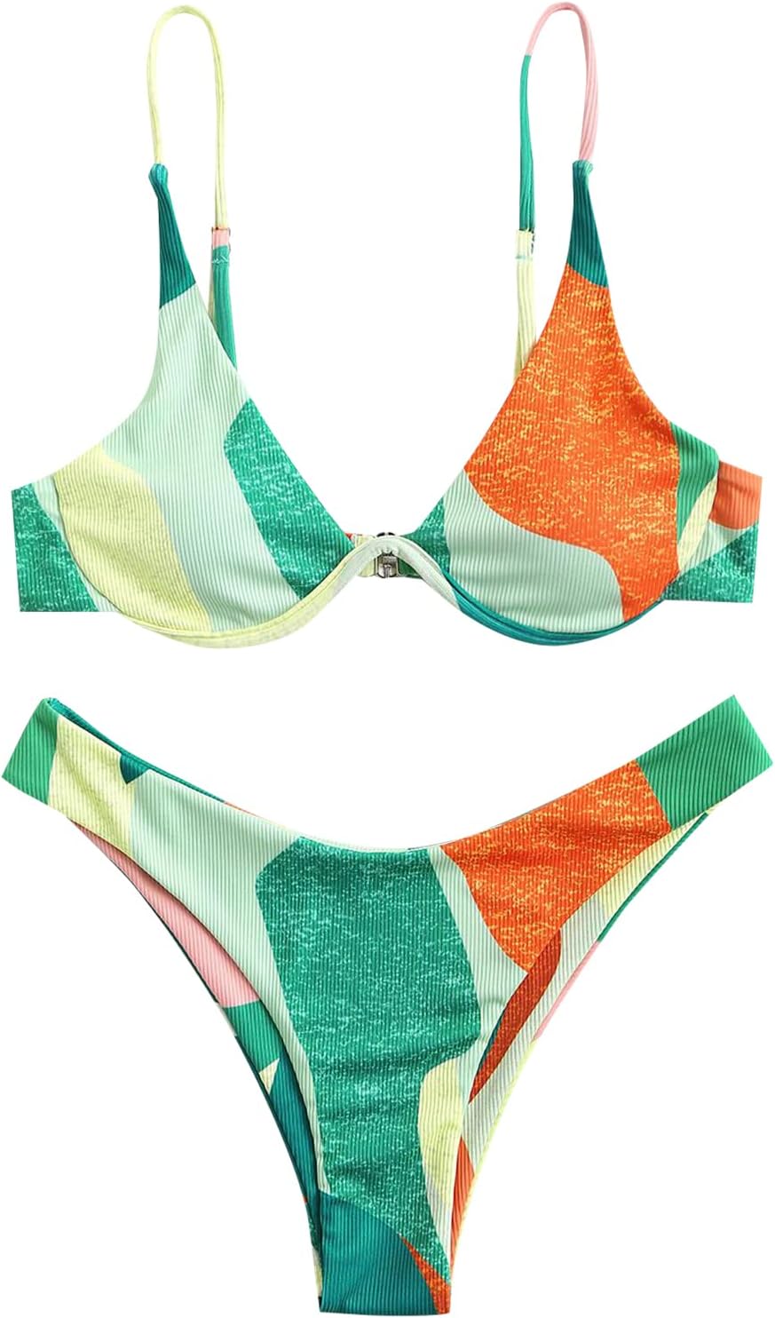 ZAFUL Womens High Cut Thong Bikini Set for Summer Fun