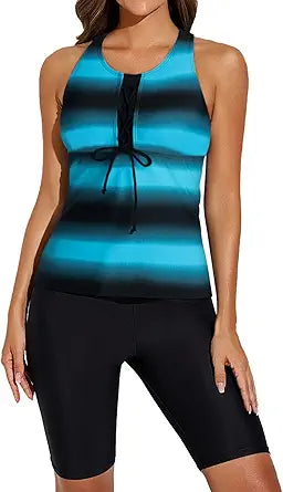 Aleumdr Womens Racerback Color Block Print Tankini Swimsuits Review