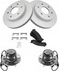 TRQ Front Ceramic Pads G-Coated Rotors Hub & Bearings Kit - Direct Fit