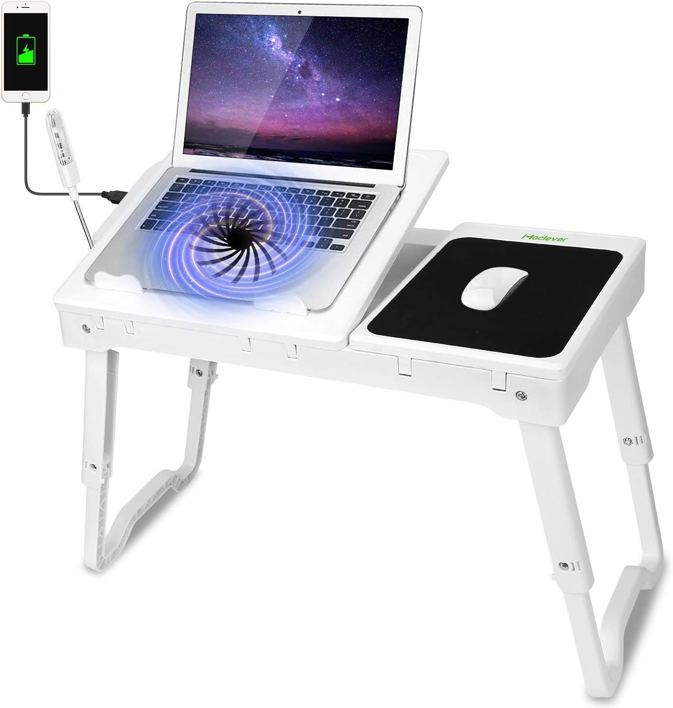 Moclever Multi-Functional Laptop Bed Table with Cooling Fan