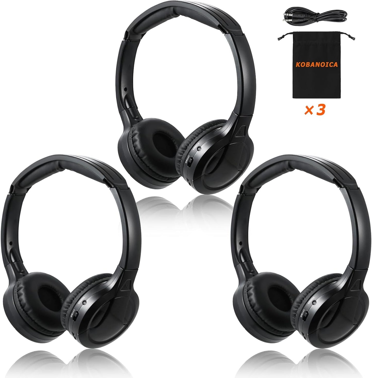 Universal IR Headphones for Car DVD Systems - 3 Pack Set