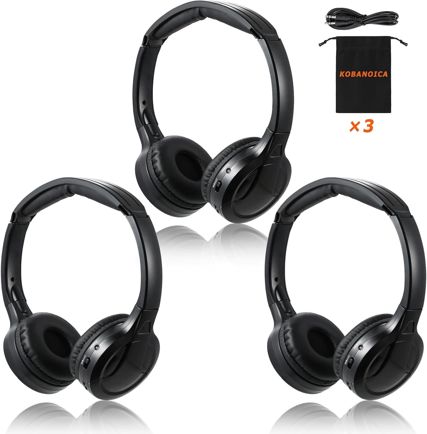 Universal IR Headphones for Car DVD Systems - 3 Pack Set