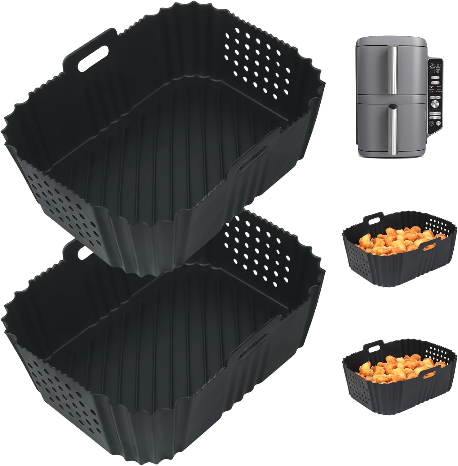 Ninja SL401 Double Air Fryer Liners by YQL: Reusable & Easy Clean