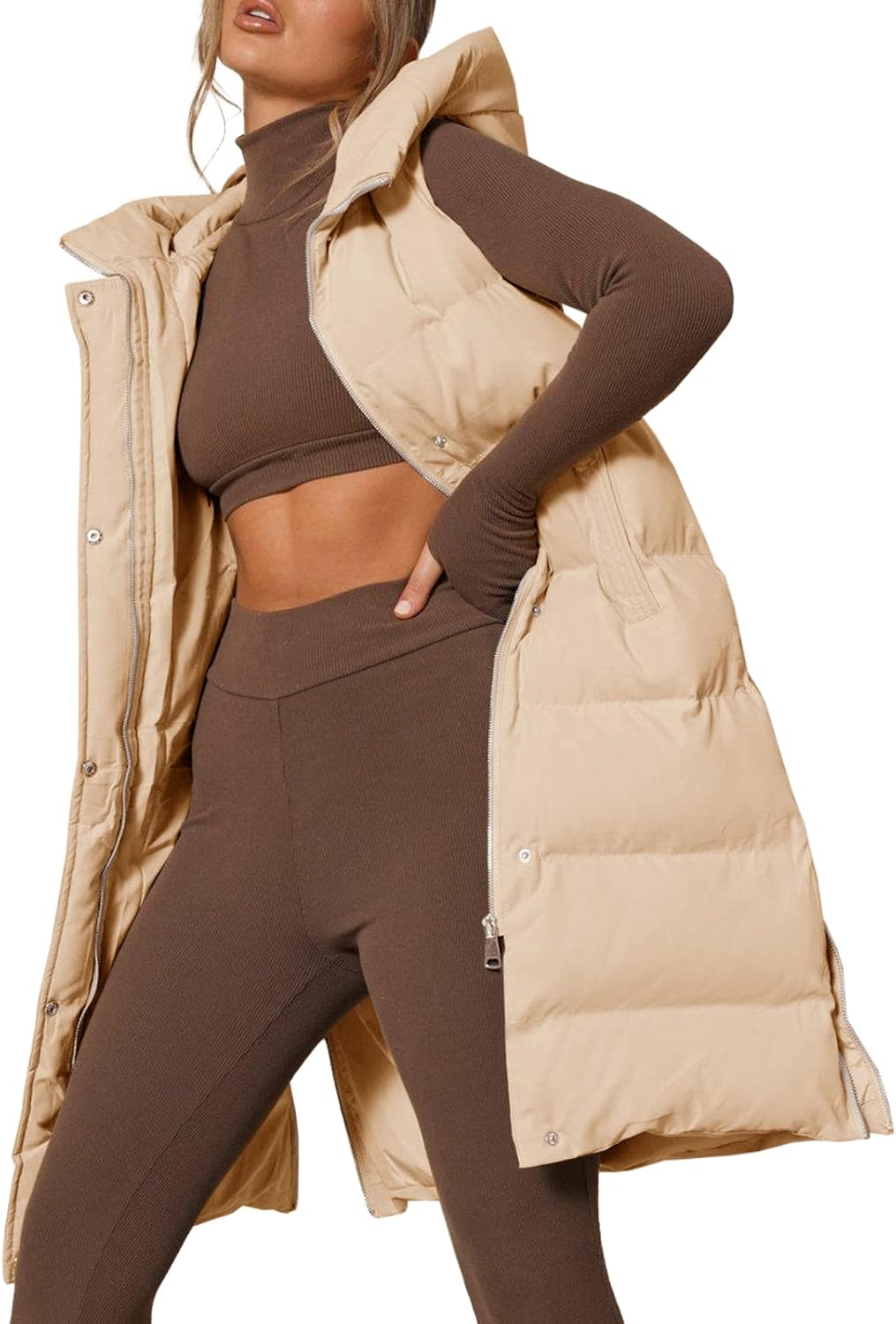 Inorin Womens Down Vest with Stand Collar for Cold Weather