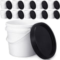 10 Pack White Plastic Bucket with Handle and Lid - Multipurpose 1.3