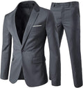 Men's Slim Fit 2-Piece Suit Jacket & Pants Set - Polyester Blend