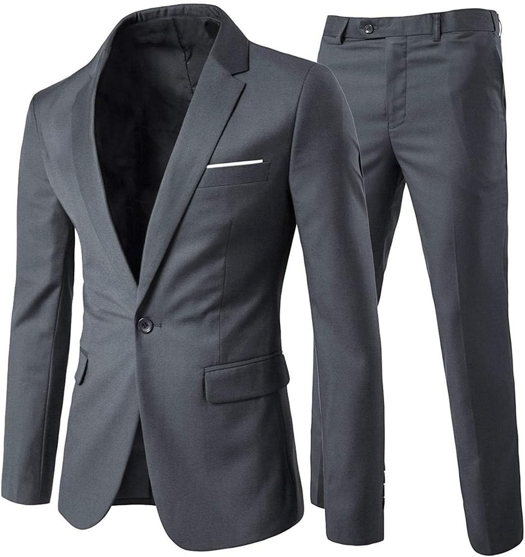 Cloudstyle Men's Slim Fit 2-Piece Suit Jacket & Pants Set