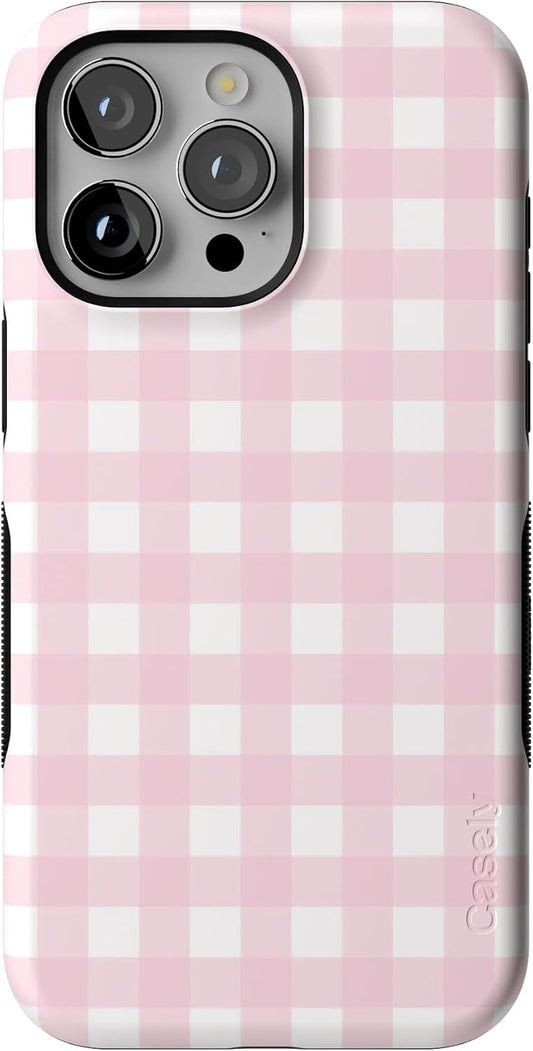 Casely iPhone 15 Pro Max Case - Pink Plaid Bold Protection