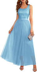 BeryLove Sequin Dress for Woman Vintage A Line Maxi - Sparkly Mesh