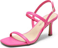 Womens Slingback Heeled Sandals - Square Open Toe Strappy Style