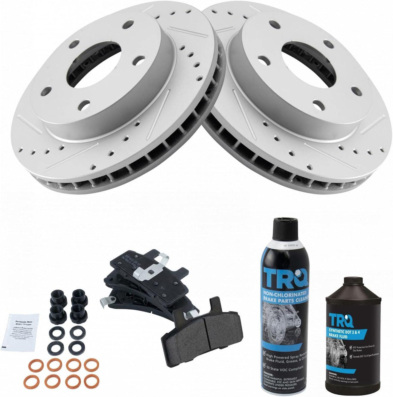 TRQ Front Performance Brake Pad & Rotor Kit for Dodge Ram 1500