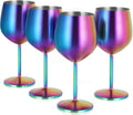 Stainless Steel Wine Glasses Set of 4 - Colorful 18oz Stemmed Goblets