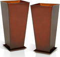 Worth Garden 28 in Large Metal Glazed Planter Set of 2 - Glossy Red