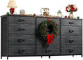 55 Inch Long Dresser with 12 Fabric Drawers for Bedroom
