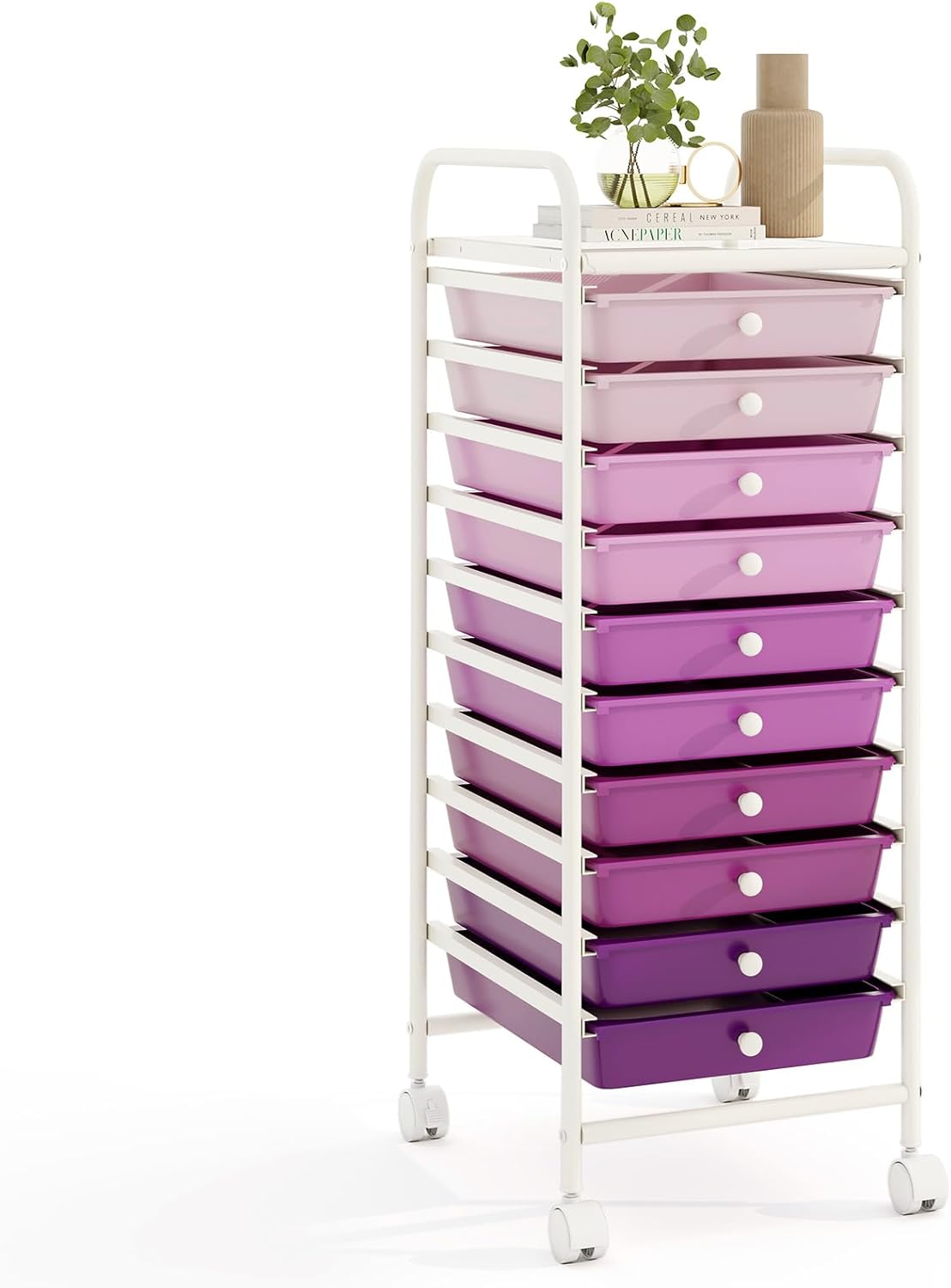 10 Drawer Rolling Cart for Classroom and Office Organization