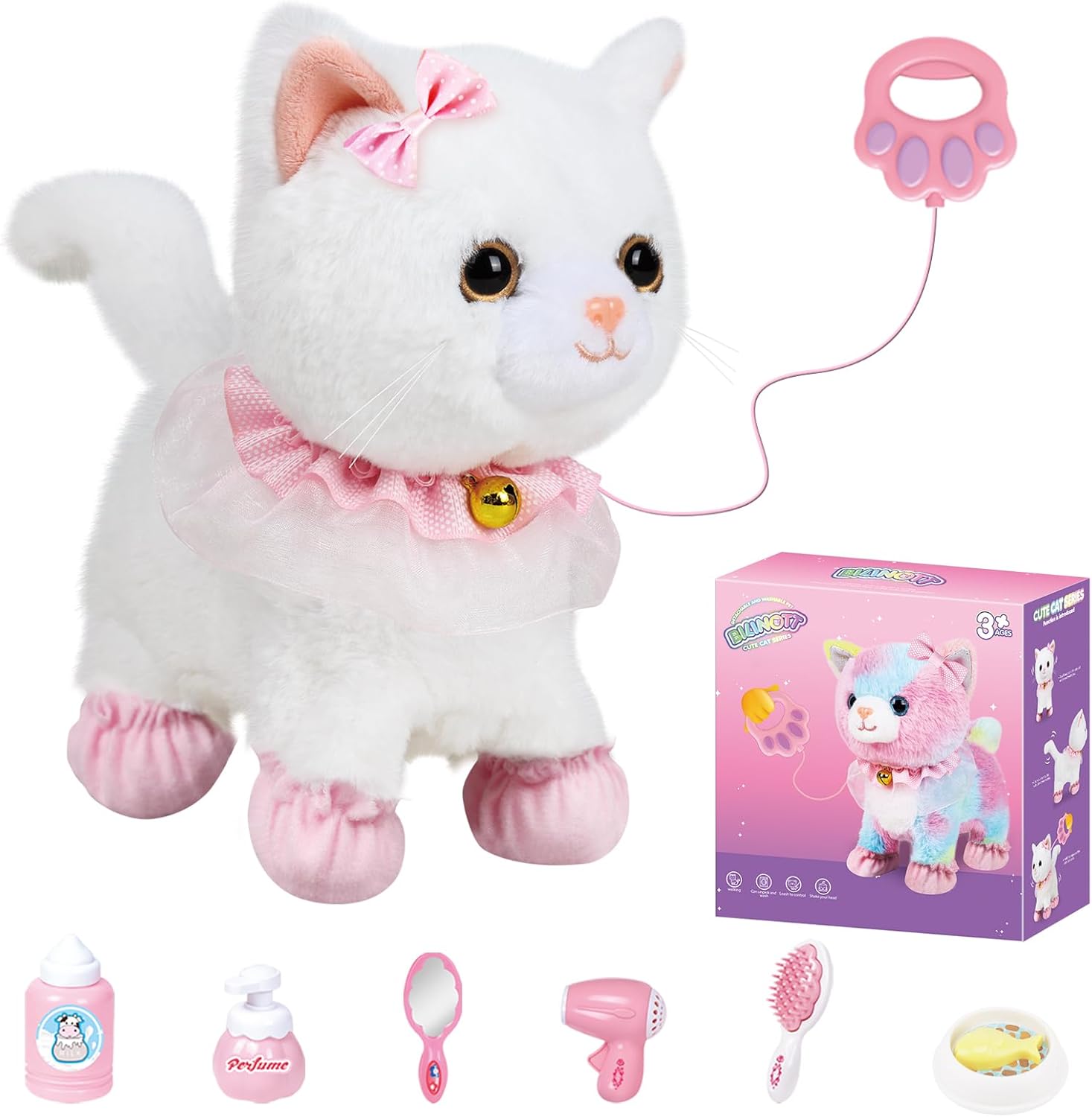Remote Control Walking Cat Toy for Kids - Meows, Walks, Wags Tail