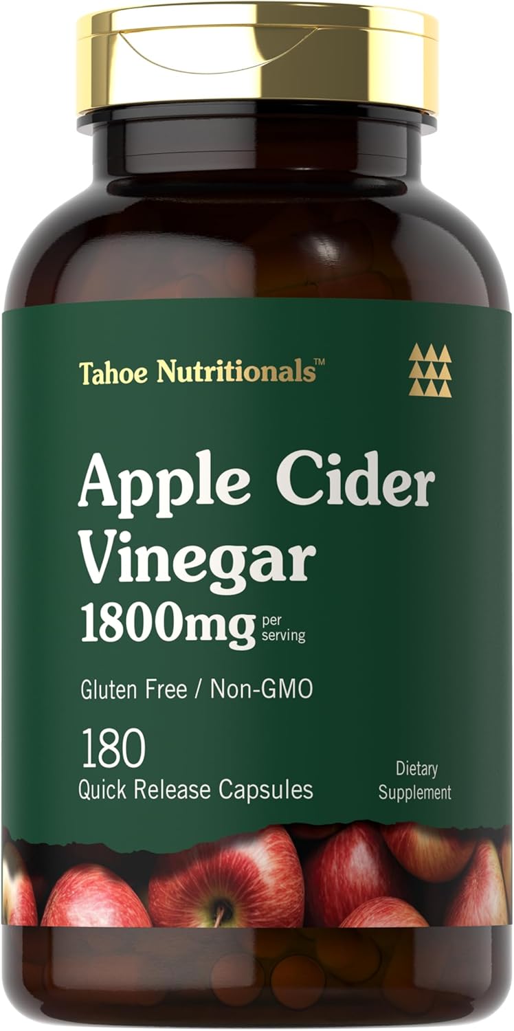 Tahoe Nutritionals Apple Cider Vinegar Capsules | 1800mg | Non-GMO | 180 Count
