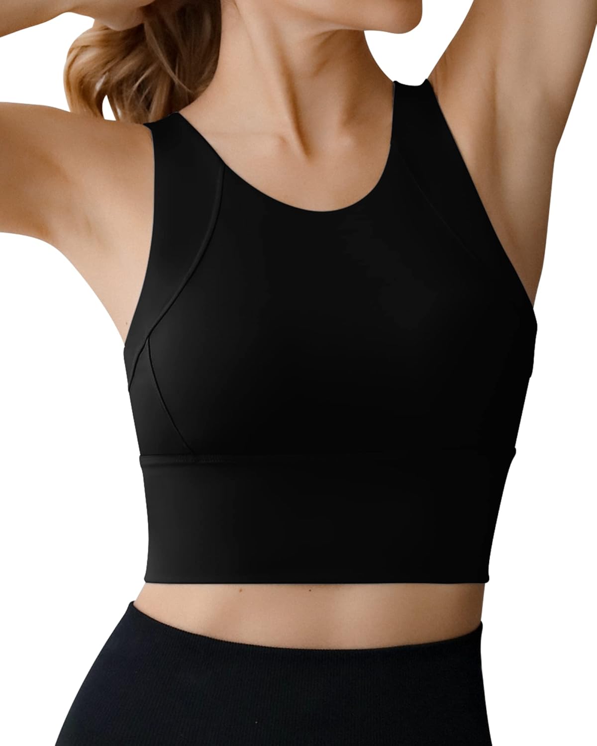 High Neck Sports Bra for Women - Longline Medium Impact Workout