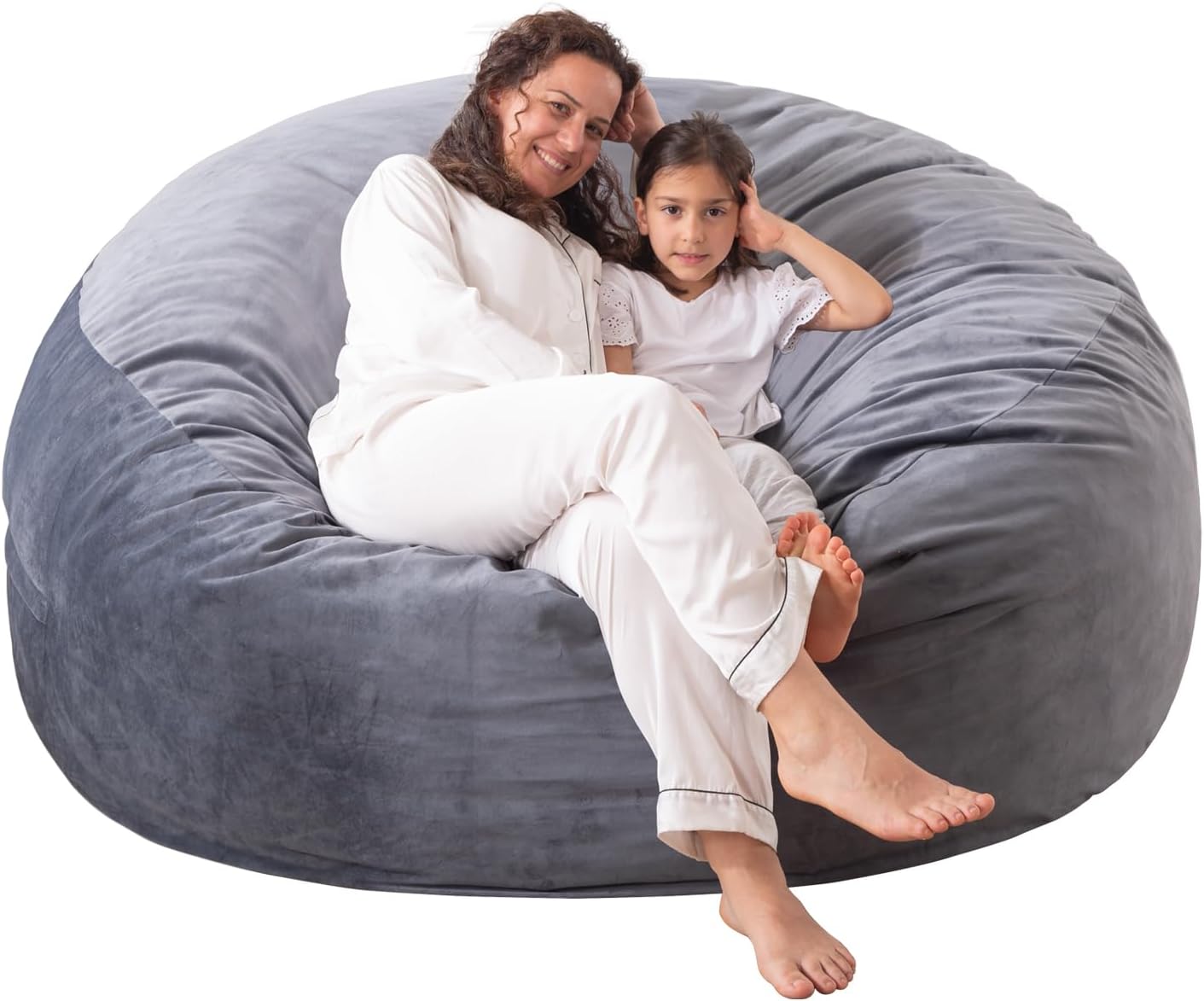 Plush 5ft Memory Foam BeanBag: Cozy Dutch Velvet, Grey