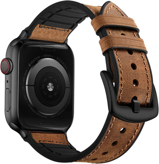 Sweatproof Leather Hybrid Band for Apple Watch by OUHENG