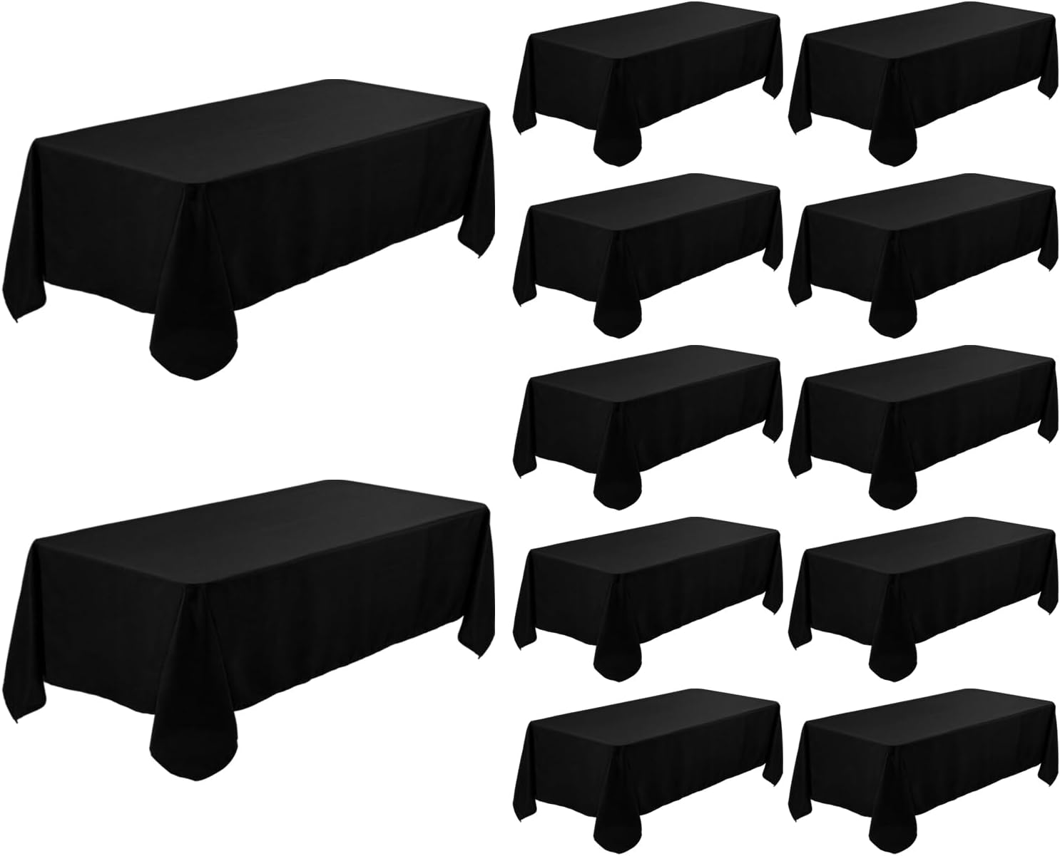 12 Pack Black Tablecloths for Weddings and Parties, 60 x 102 in