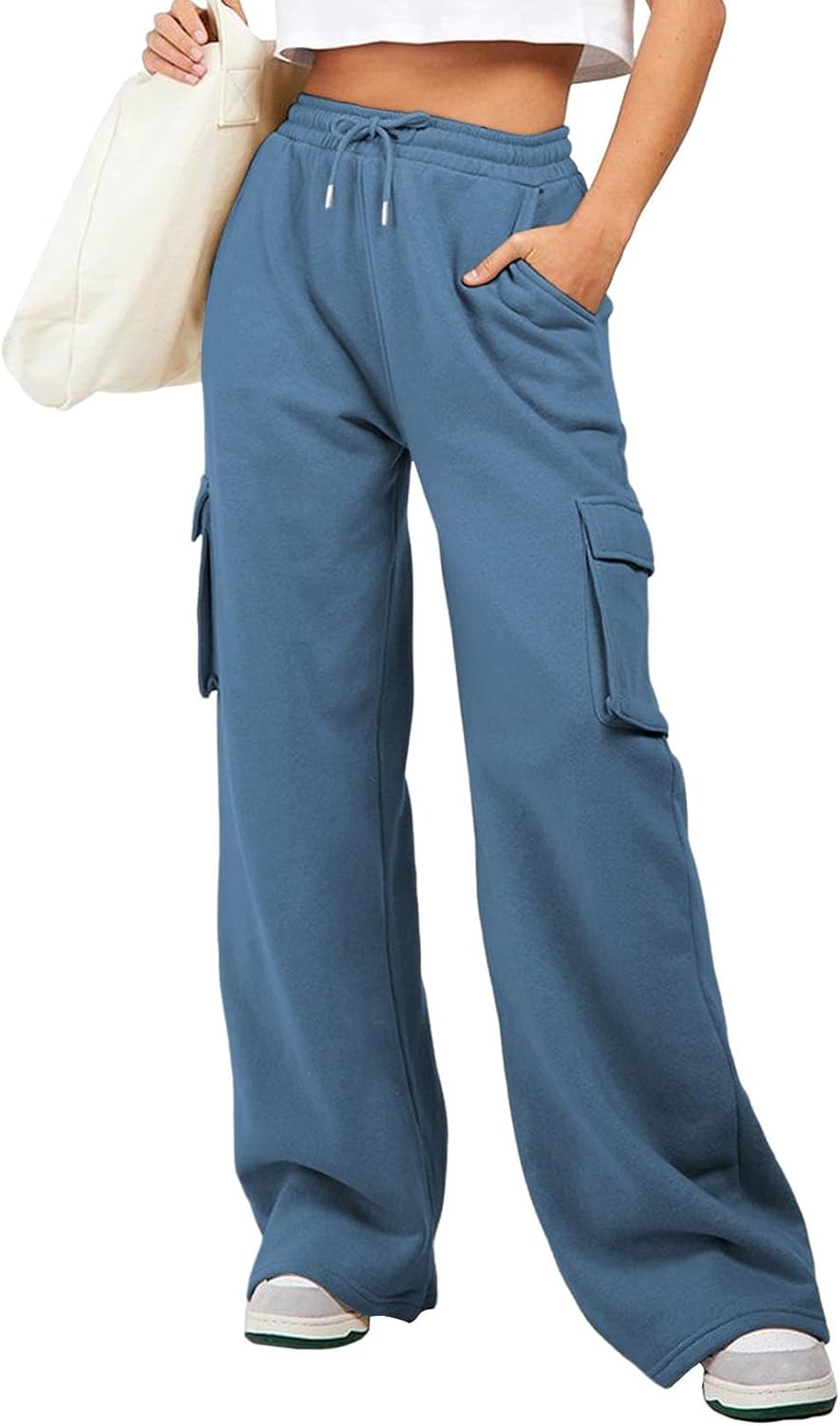 High Waisted Wide Leg Cargo Pants for Women - Trendy Joggers