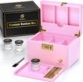 HOVANZO Large Bamboo Storage Box with Removable Tray - Smell Proof Kit