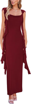 PRETTYGARDEN Women's 2025 Summer Wedding Guest Ruffle Maxi Dress