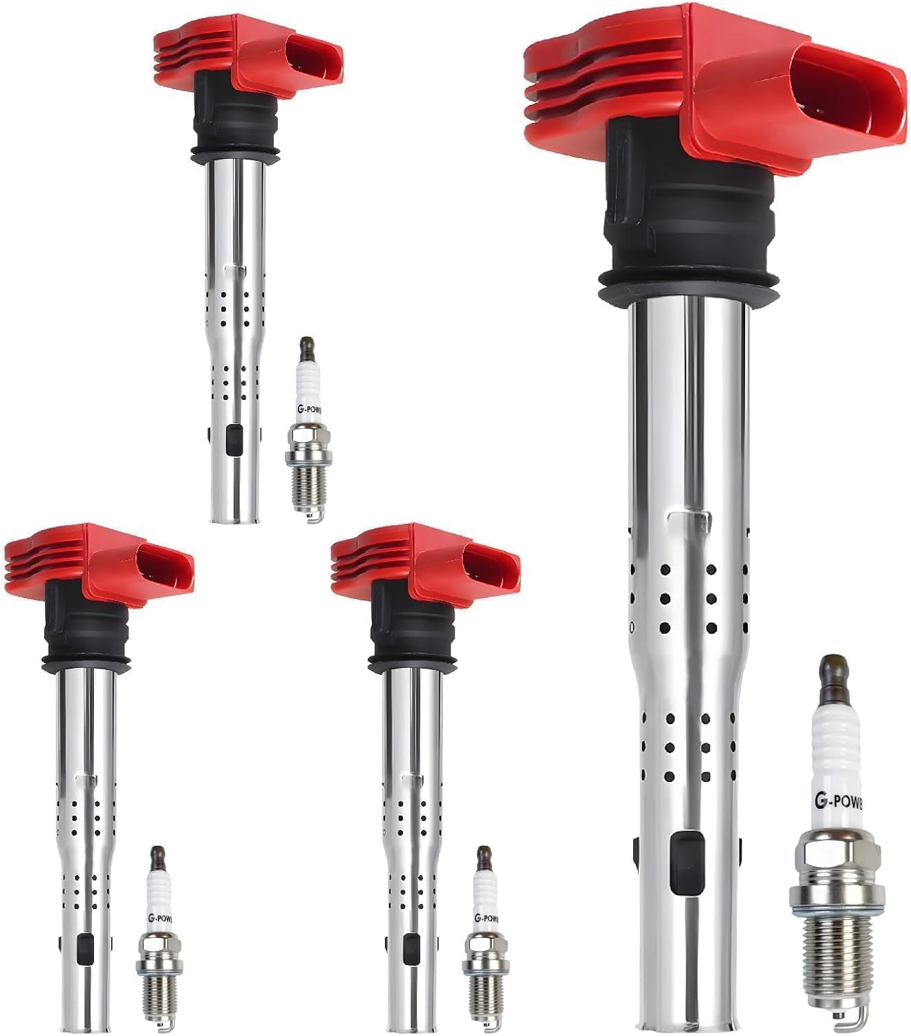 Pack of 4 Ignition Coil & Spark Plug for Audi VW Vehicles