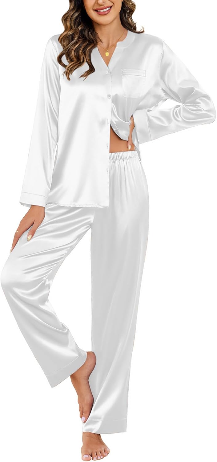 Ekouaer Silk Pajamas for Women - Comfy 2 Piece Satin Set
