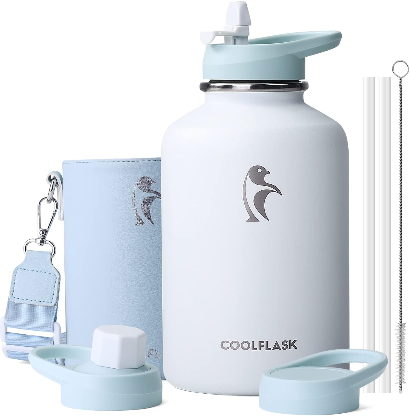 Coolflask 64 oz Insulated Water Bottle with Stylish Sleeve