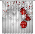 Festive Red Xmas Shower Curtain - Merry Christmas Decor