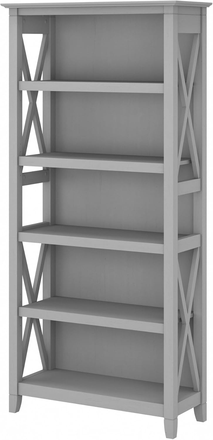 Bush Furniture Tall 5 Shelf Bookcase for Modern Farmhouse Style