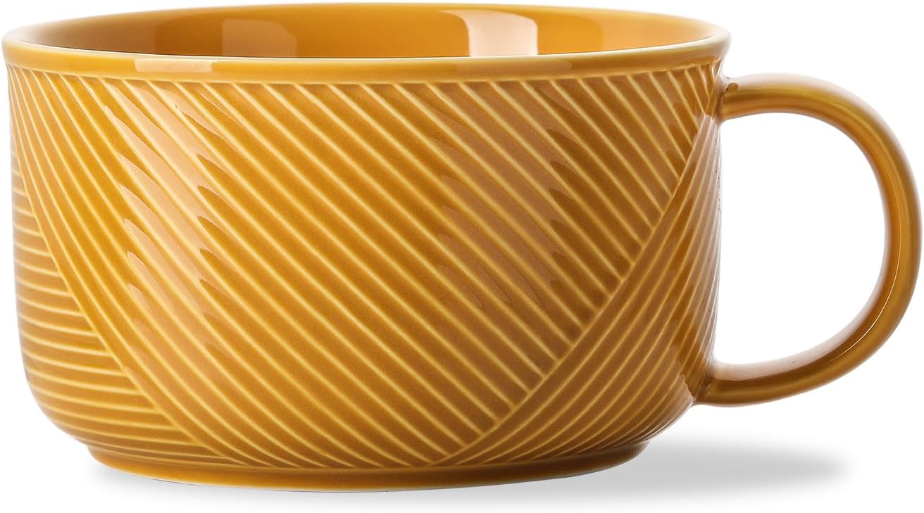 38 oz Ceramic Soup Bowl: Microwave Safe Meal Prep Mug - Mustard Yellow