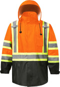 Reflective Rain Jacket for Men Orange - Class 3 Hi Vis Waterproof
