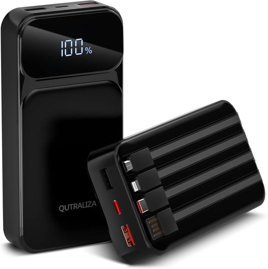 20000mAh Fast Charge Power Bank with 4 Built-In Cables!