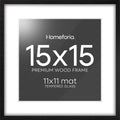 15x15 Black Wood Frame with Mat - Deep Matte Oak Look