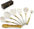 Elegant White Gold Silicone Cooking Utensils Set for Your Kitchen