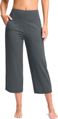 Women's Capri Pants with Pockets High Waist Yoga Pants - Wide Leg