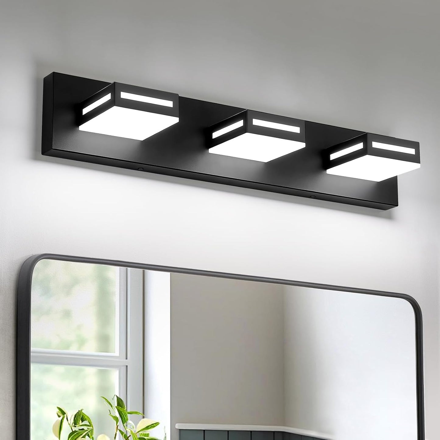 24-Inch 3-Light LED Modern Black Bathroom Vanity Light Fixtures