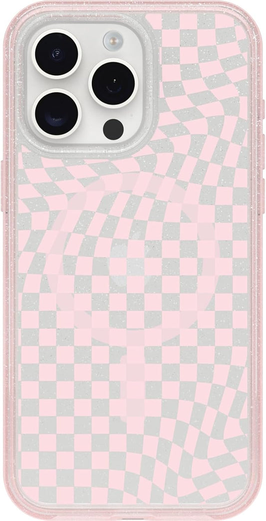 OtterBox iPhone 15 Pro Max Clear Case - Checkmate Pink Style
