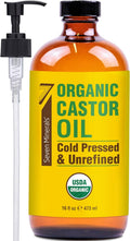 Organic Cold Pressed Castor Oil in Amber Glass Bottle - 16 fl oz