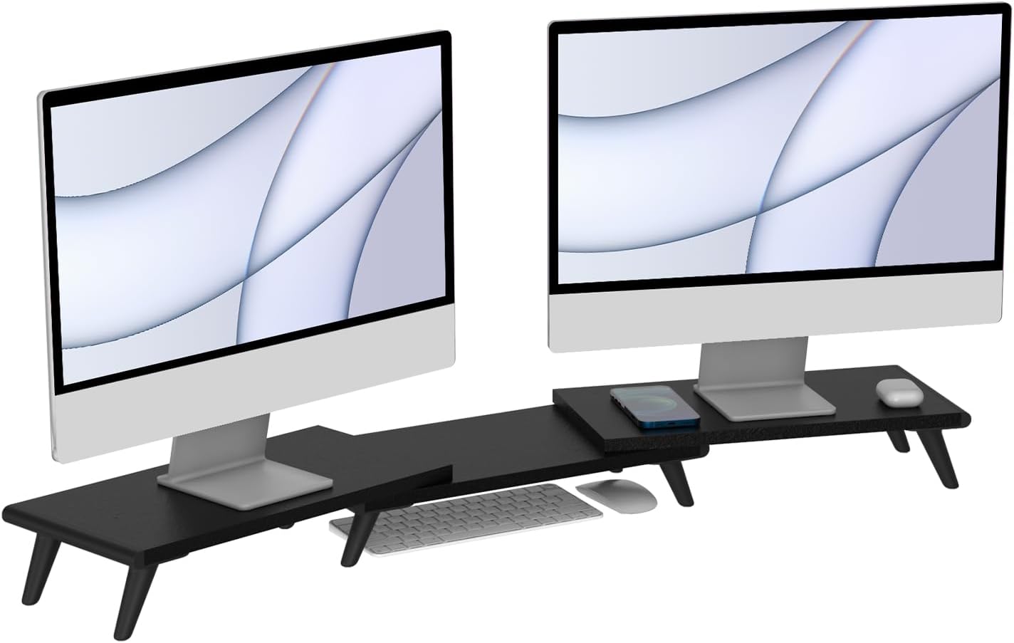 loukin Dual Monitor Stand Riser for Desk - Adjustable Height