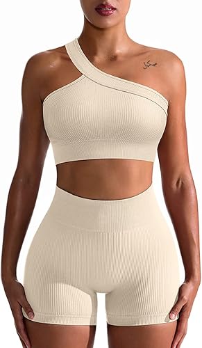 OQQ Workout Outfits for Women: Seamless Ribbed Leggings Set