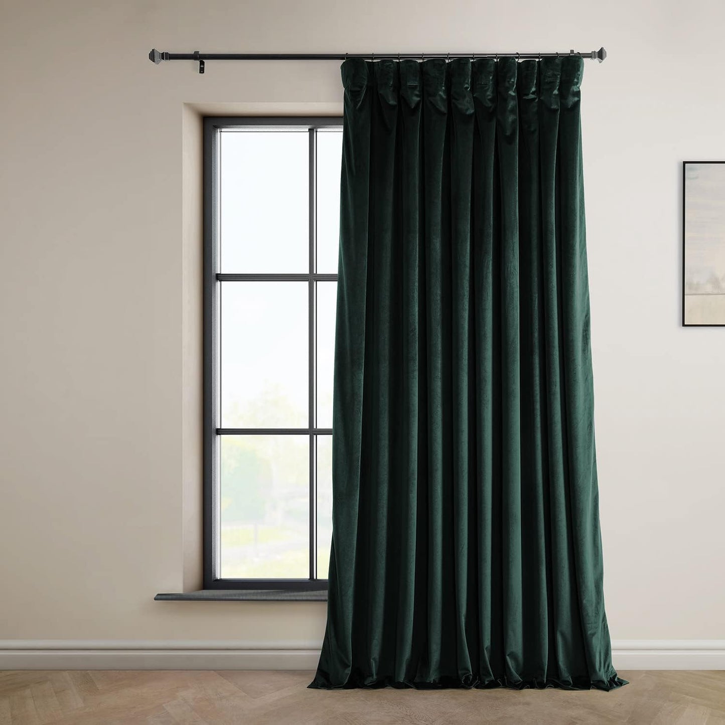 Heritage Plush Velvet Curtains for Room Darkening in Forestry Green