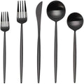 Matte Black Silverware Set 20-Piece Satin Finish Flatware - Elegant