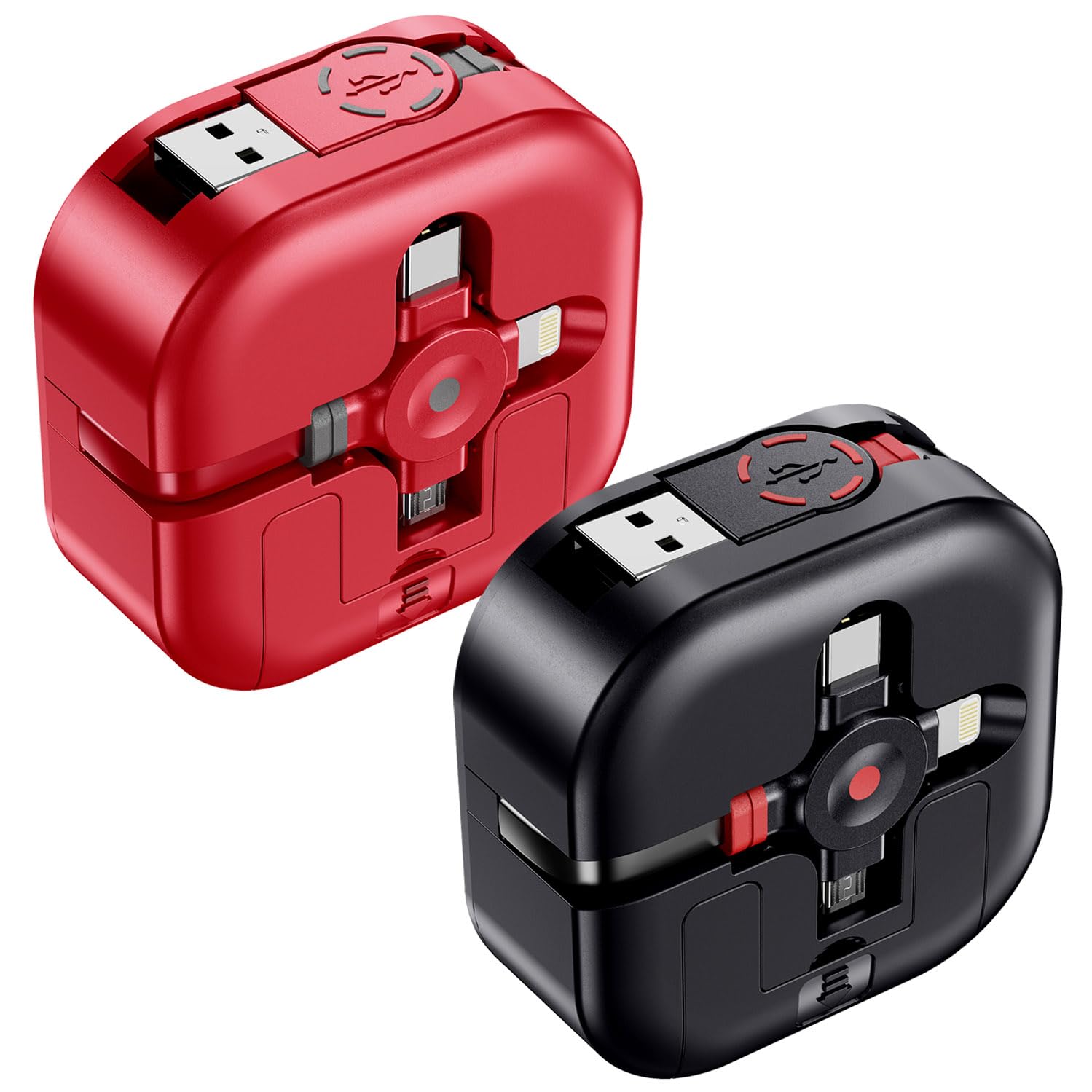 Fast Charge 3-in-1 Retractable Cable Duo - 2 Pack