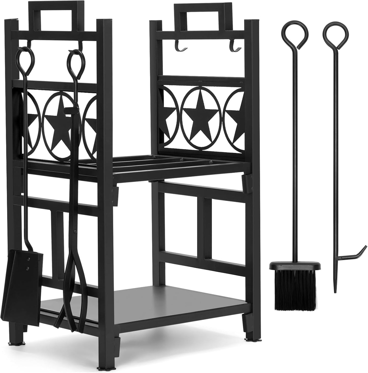 INNO STAGE Firewood Rack Double Layer Iron Log Holder Set Tools
